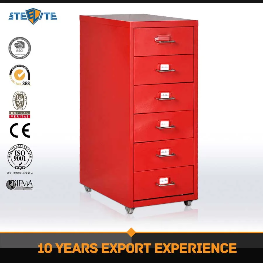 Office Korea Hot Sale Furniture Red Color 6 Drawer Filing Cabinet