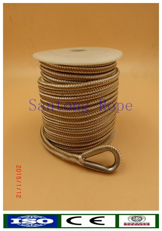 Top quality customized package and size double braided nylon/polyester marine rope anchor line