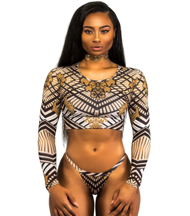 Hot Style Custom Sexy Black Women 6xl Two Piece African Totem Printed