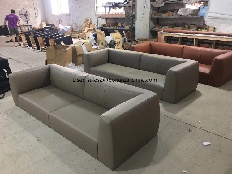 8512 Wholesale modern big leather sofa design camel executive lobby sofa set with adjustable feet