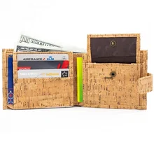 Новый Лидер продаж rfid Блокировка Засов синтетическое закрытие волос Корк кожаный кошелек коричневый Корк деревянный для мужчин