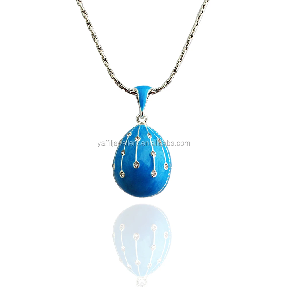 BAMOER Ciondolo con perlina smaltata blu in argento sterling 925 con