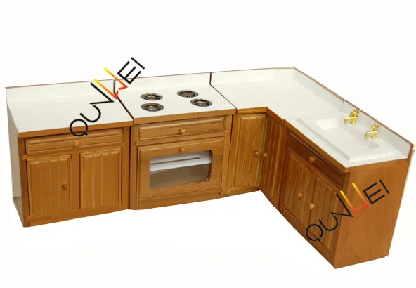 Dollhouse Miniature Furnature Mini Kitchen Room Set Toy Kids Dollhouse Miniature Furnature Mini Kitchen Room Set Toy Kids Wooden Cabinets
