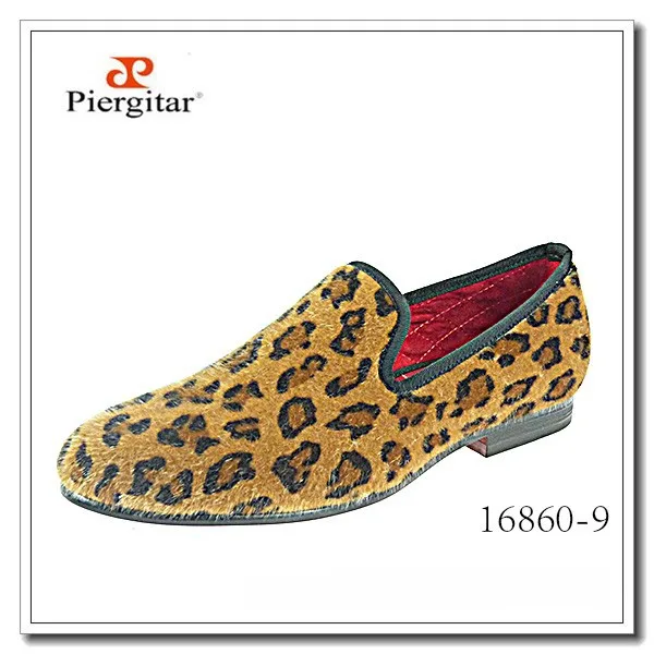 Men Dress Shoes Leopard Prints Horsehair Loafers