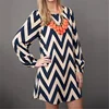 Factory new autumn fashion women sexy wave pattern water ripple printed long sleeve dress casual mini dresses