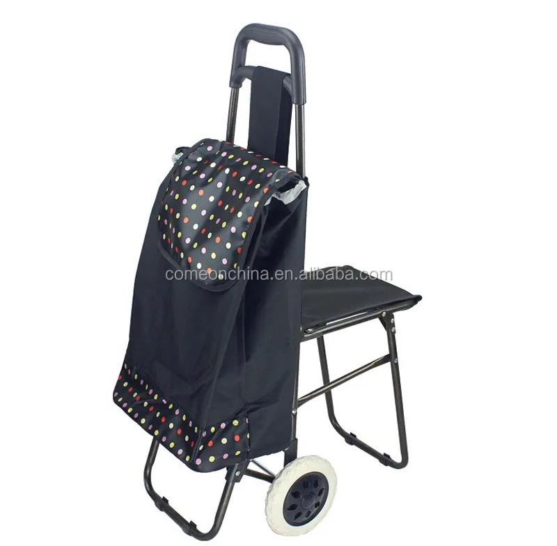 Portable Folding Shopping Cart With Seat Compact Gift Lightweight With