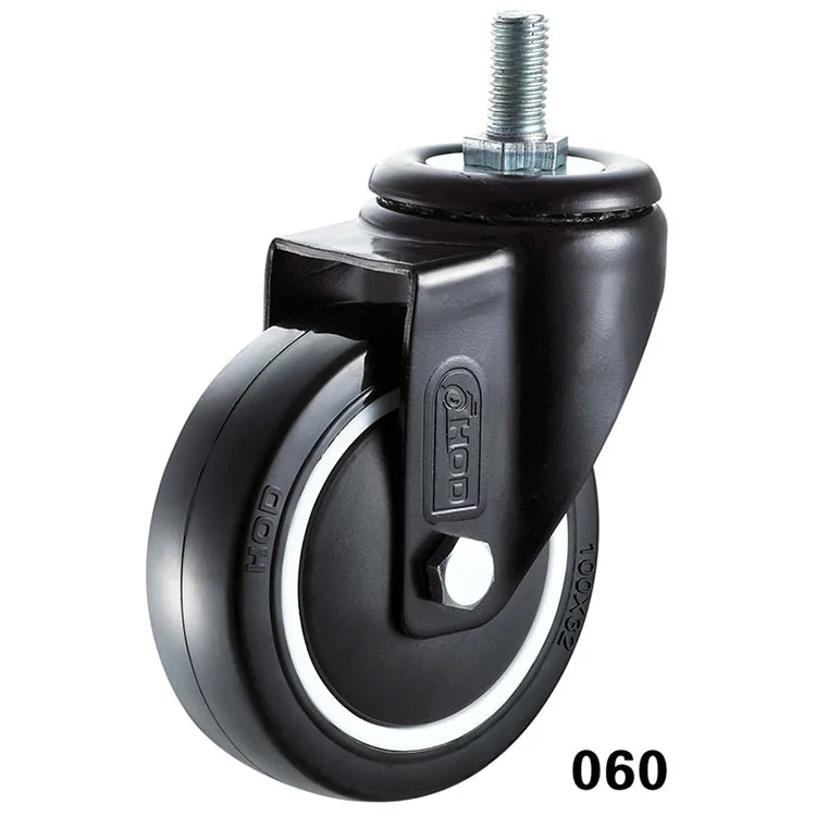 China Cheap 100mm Industrial Screw Stem Wheel Bolt Castor Black Pu Caster Buy 100mm Industrial