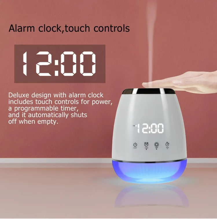 2017 best price ultrasonic aromatherapy diffuser/Alarm Clock air humidifier with 1 year warranty