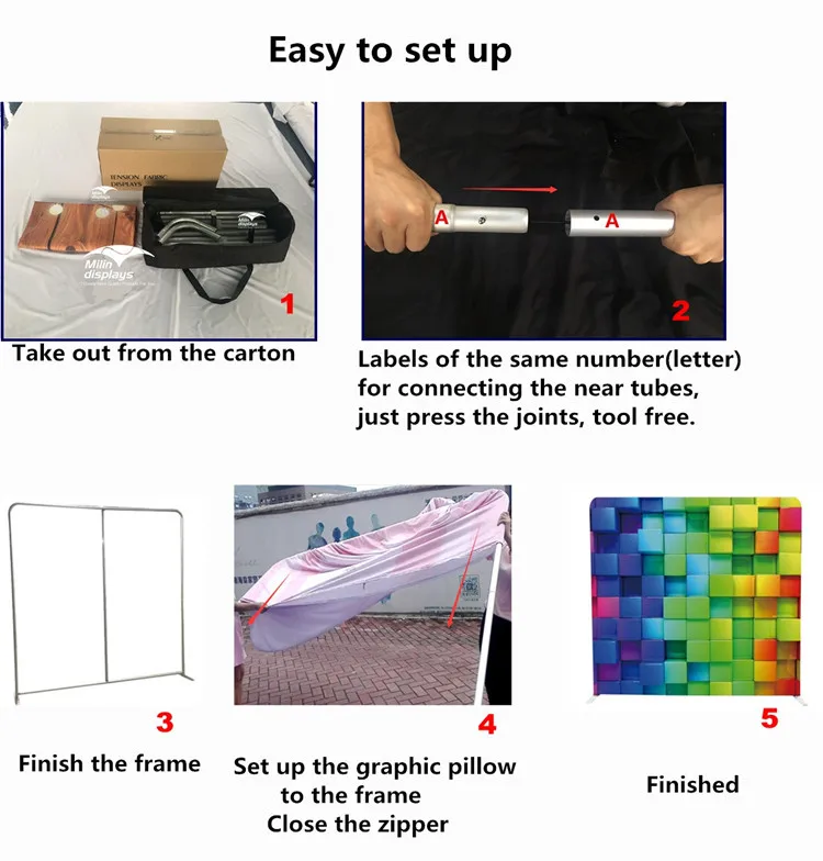 Customized Portable 8ft Pillow Case Backdrop Stand For Photo Booth