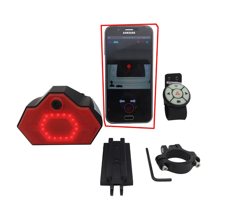 Bicycle Rear View Camera With Wifi Real Time Recording Tail Light