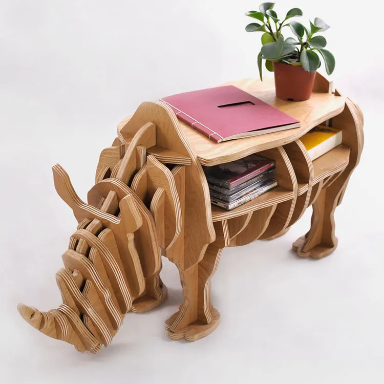 New Design Nordic Rhino Animal Modeling Home Decorations Wood Crafts