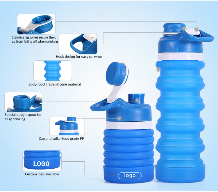 Leak Proof Silicone Collapsible Water Bottles Sport Foldable Water Bottle Buy 750ml Custom Eco