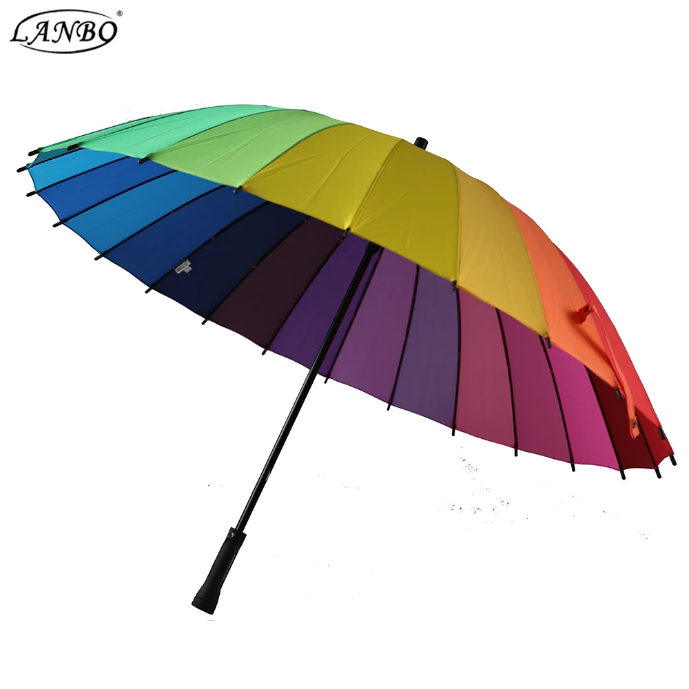 High Quality 24 Ribs Colorful Rainbow Golf Umbrella Gift Umbrella Big