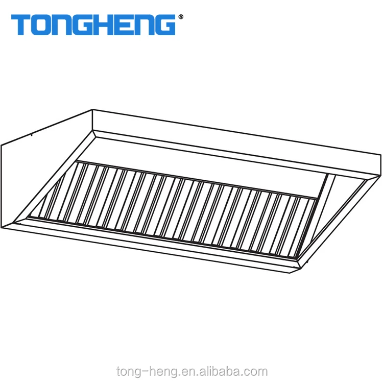 Custom restaurant kitchen cooking hood, wall mounted stainless steel kitchen range hood