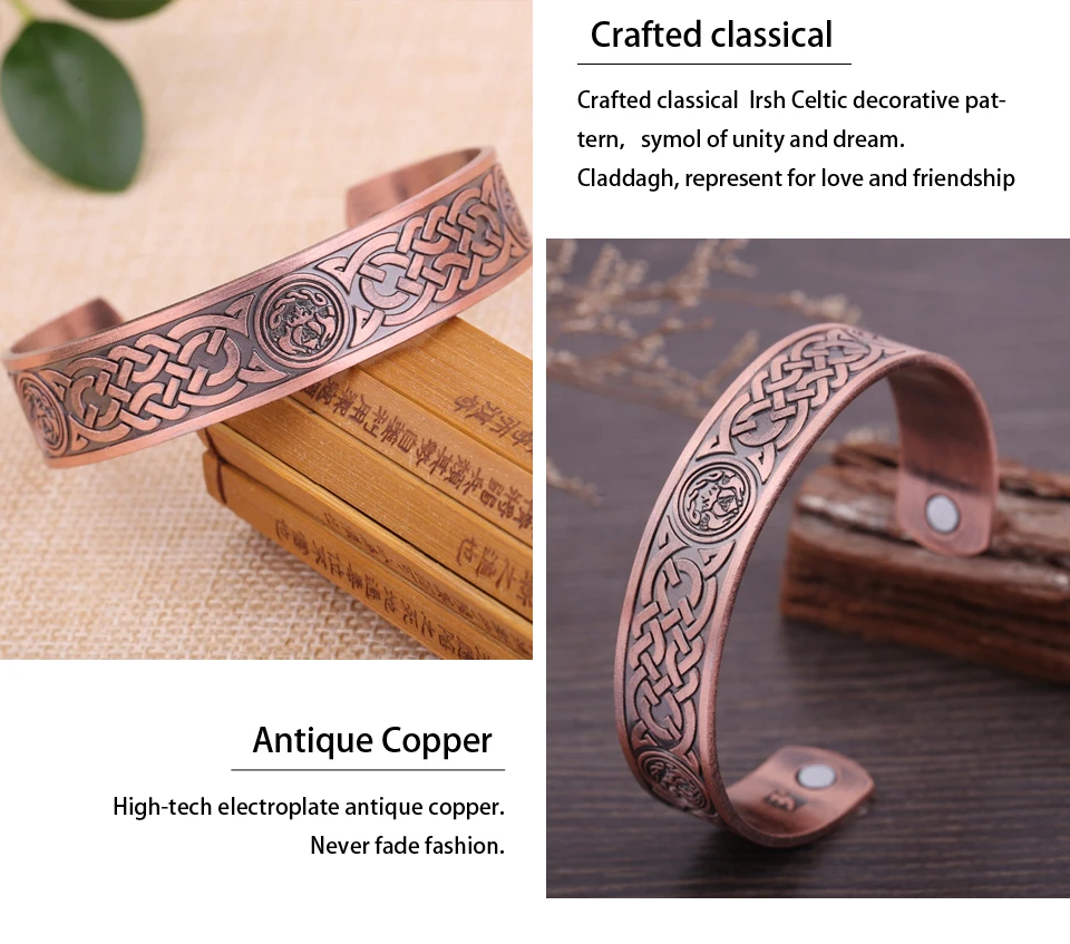 Magnetic Therapy Health Care Wicca Knot Antique Copper Bracelet Cuff Bangles Sadoun.com
