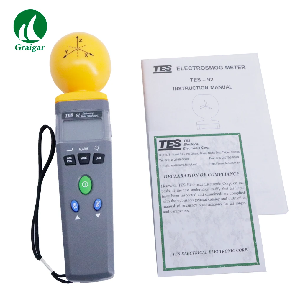 TES-92 EMF Testeur pollution électromagnétique compteur Détecteur de rayonnement WQ 