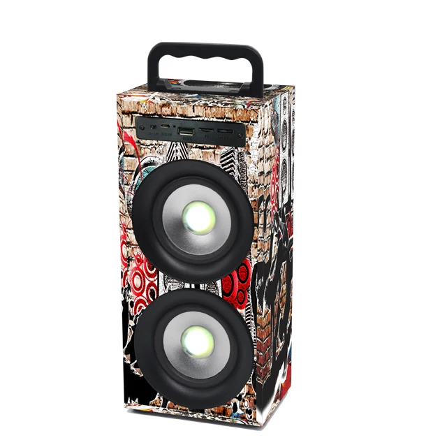 Outdoor Portable Party Graffiti Wooden Speaker Audio Player Use Computer Mobile Phone Wireless Bluetooths Speakers - ANKUX.COM