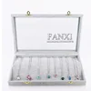 FANXI Wholesale custom factory Wood jewellery storage box for ring earrings bangle display gray Ice velvet jewelry Display case