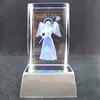 3d angel laser engraving crystal cube with LED base gift holidays souvenir favors