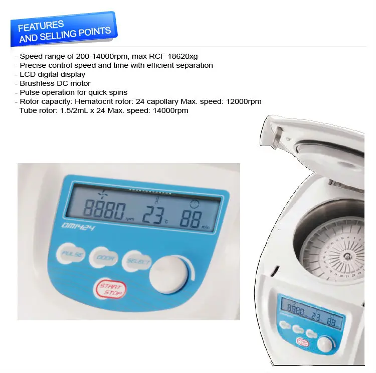 Lcd Digital Micro Hematocrit Centrifuge With Tube Rotor For Extraction