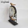 metal bird on branch table clock with china clock movement three gold bird with bronze branch and verdgiris leaf- Megbond