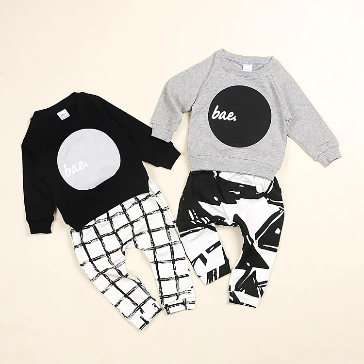 Retail 2016 baby clothes infant clothes baby clothing sets boy Cotton little monsters short sleeve 2pcs