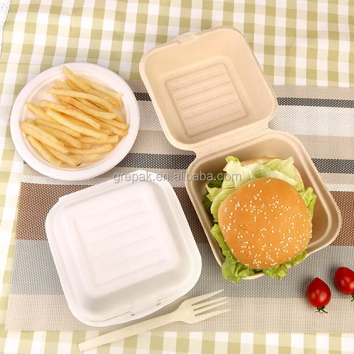 200 Boîtes à Burger Biodégradables Avec Couvercle - Carton Kraft Brun Écologique 16,8x15,4x9,8 Cm