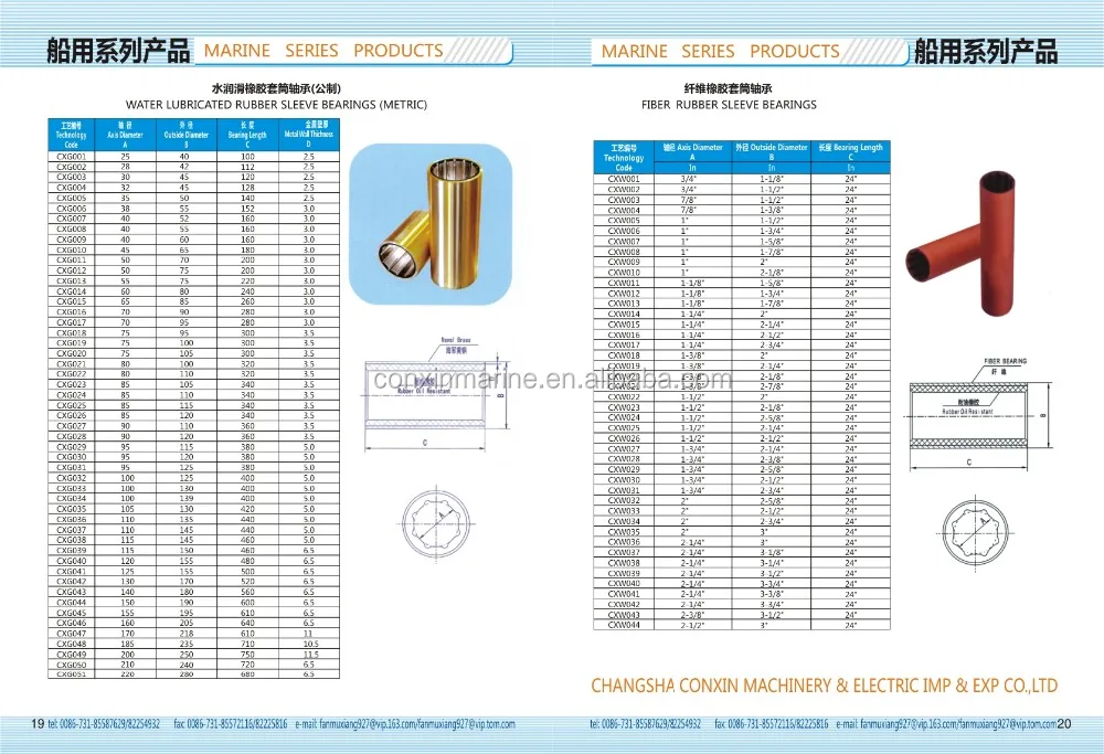 High Quality Marine Customizable Fiber Type Water Lubricated Rubber