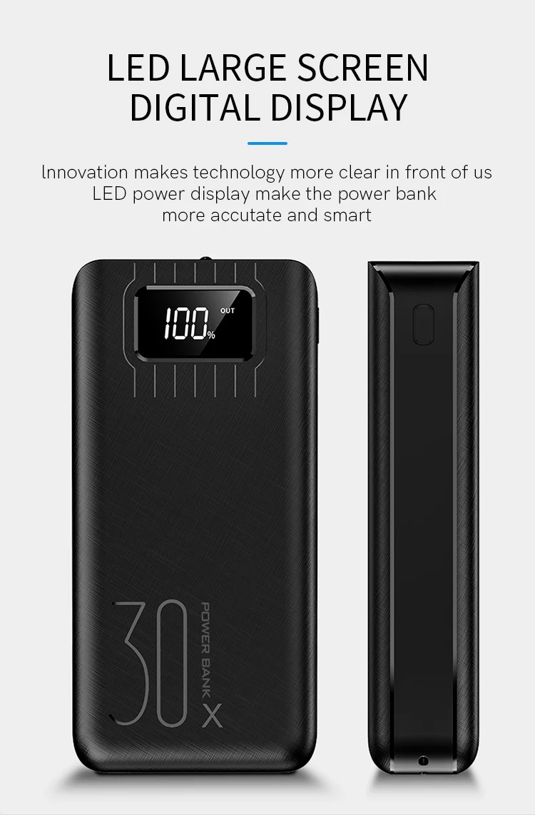 High Quality 30000mah Mi Power Bank Led Large Capacity 2019 Power Bank 