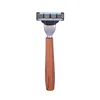 wood handle safety triple blades shaving razor