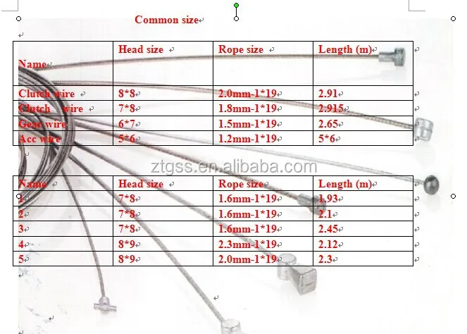 bicycle brake cable sizes