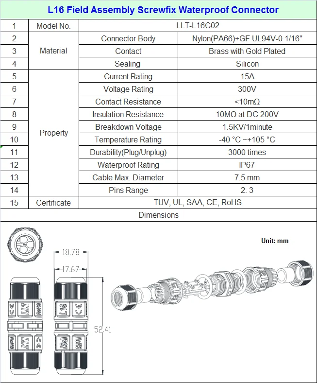 Llt 2 Pin Car/automotive Electrical Cable Screwfix Connectors L16 Buy