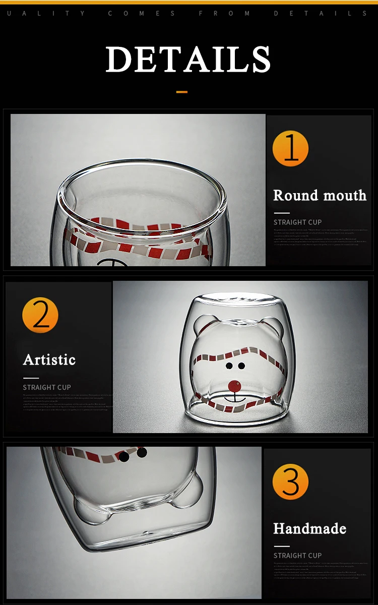 Factory Supplied 250ML Hand-Blown Borosilicate Double Wall Glass Coffee Cups