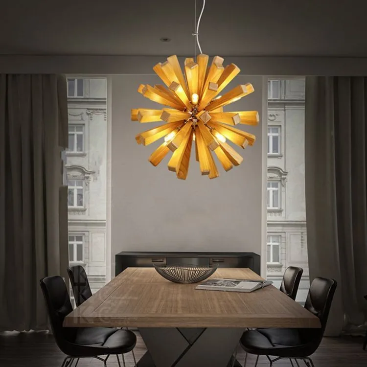 Modern Wooden Led Pendant Light Includes Rope Light Wood Cement Lamp Silicon Pendant Paper Leather Ps Plastic And Etc