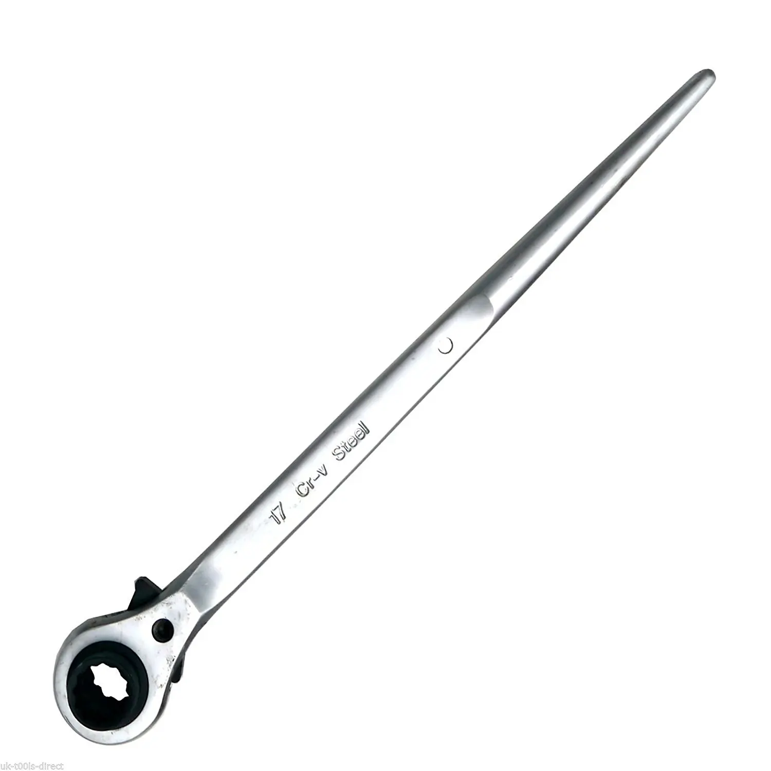 Scaffold Spanner/ Ratchet Podger Spanner/ Steel Erect Spanner 19mm x 24mm silver finish by UK Tools Direct