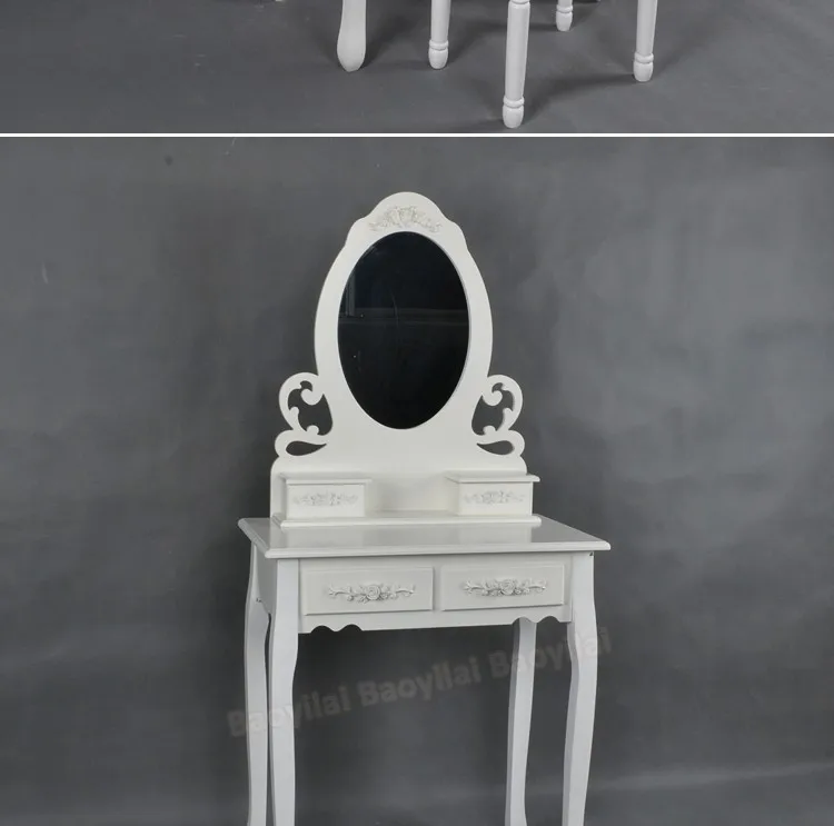 Cheap Wooden Mirrored Makeup Vanity With Drawers