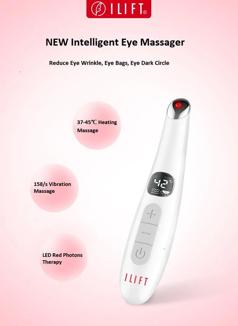 Red Light Vibration Eye Massage Pen Electric Vibration Eye Bag Massager