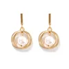 2019 March Expo Fashion 925 Sterling Silver Multi-layer Round Loop Baroque Pearl Earring Simple Geometric Pendant Pearl Earring