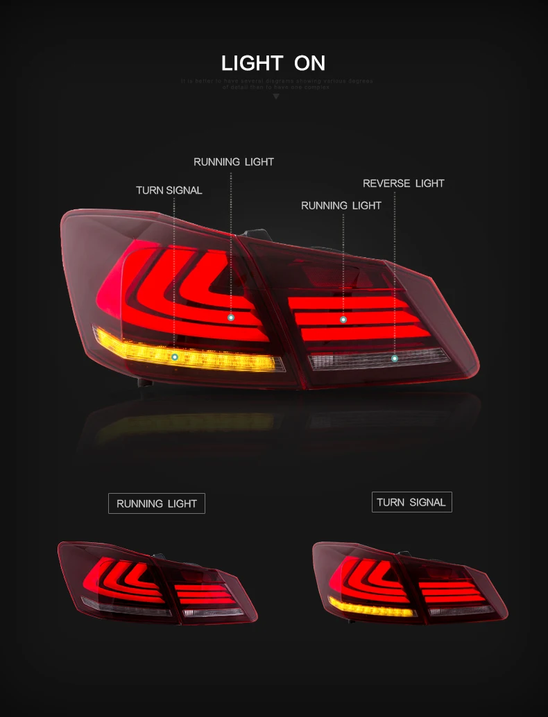 VLAND factory  for car lamp for Accord tail lamp 2014 2015 2018 for Accord led tail light with moving signal in China factory