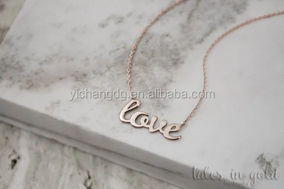 Love Necklace, Rose Gold Necklace, Gold Love Necklace, 14k Gold Necklace, Women's Necklace, Gift For Her, Dainty Necklace, Rose Gold Love.jpg