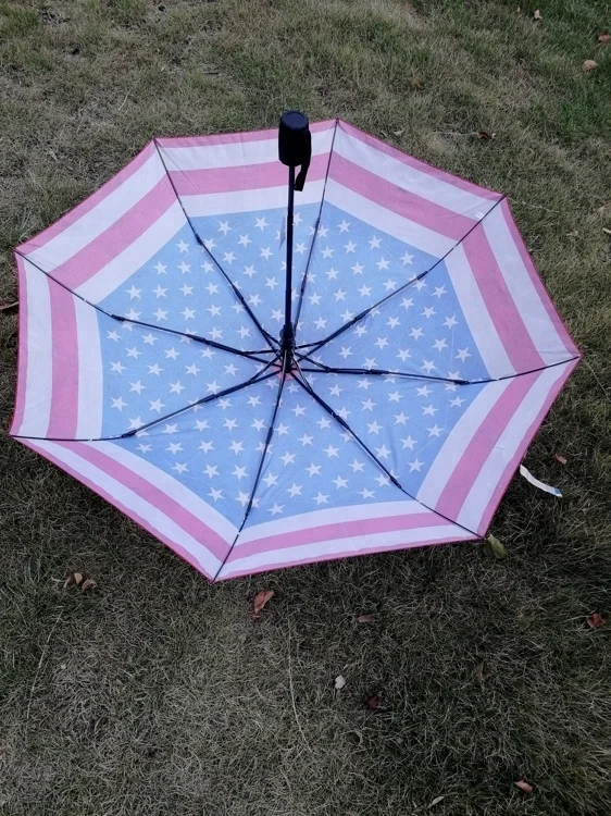 21x8ribs 三折半自动美国国旗雨伞库存