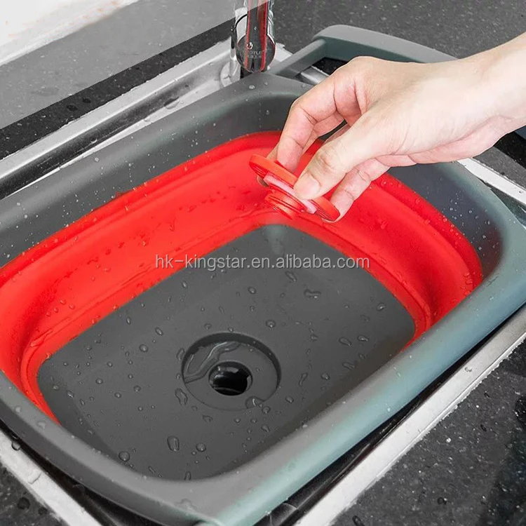 Kitchen Food Vegetable Silicone Collapsible Colander With Strainer