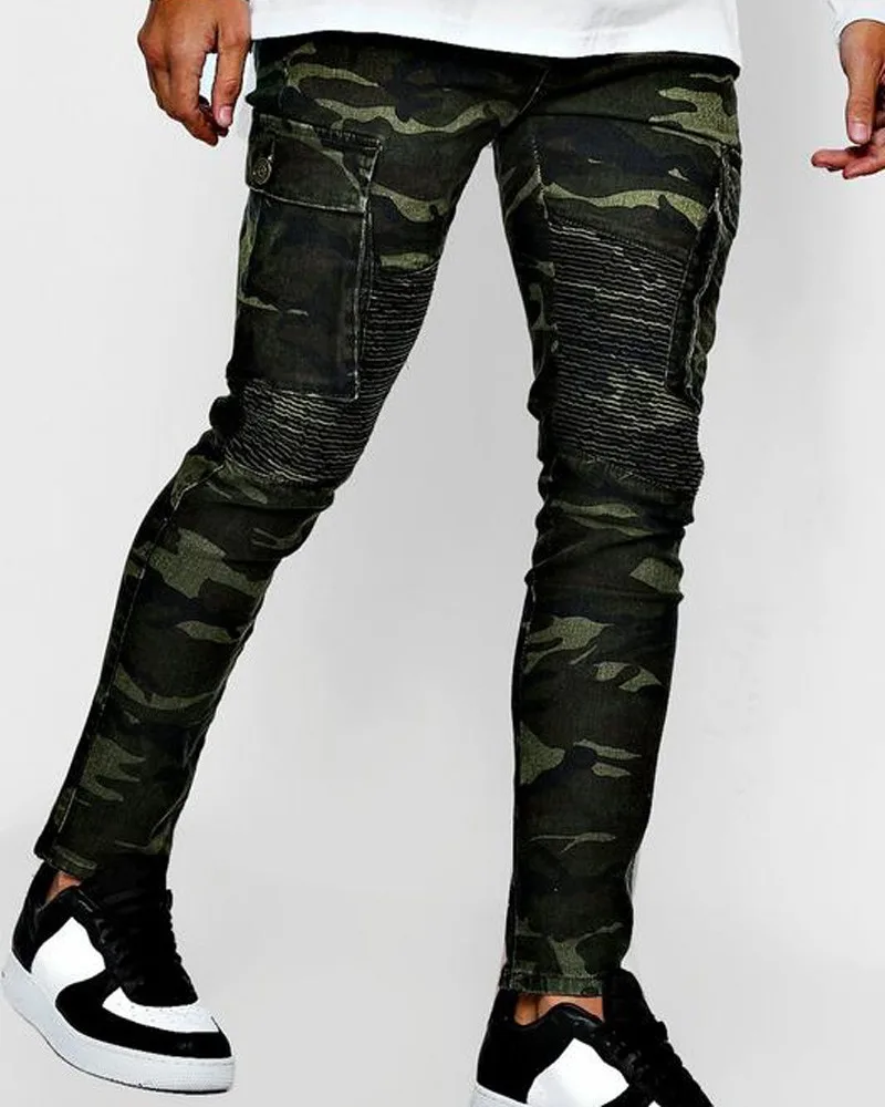 biker jeans with cargo pockets