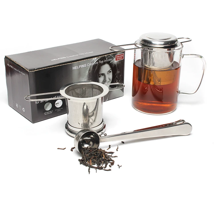 Pack 3 Tea Infuser Set With 304 Stainless Steel Tea Filter With Double Handles For Hanging On