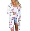 cz38052w-1# Women fashion plus size s-3xl 5 colors printed kaftan blouse top kimono cardigan