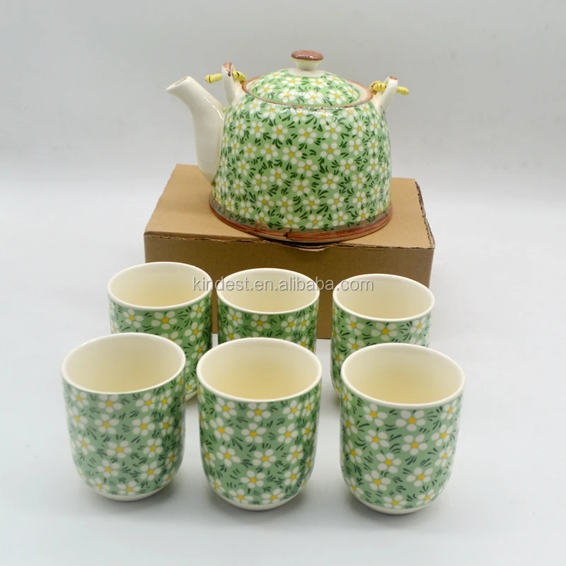 Customized Flower Pattern Ceramic Tea Pot And Cup Set For Sale Moq