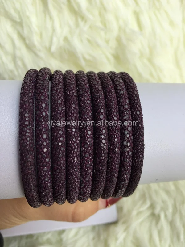Dark Purple Stingray Skin Leather Cord