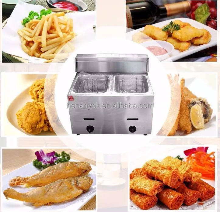 6L*2 Tank with 2 Basket Professional Design Stainless Steel Counter Top KFC Chicken Potato French LPG Gas Fryers