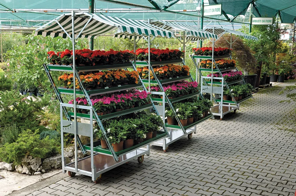 Metal Flower Display Stands Cart Trolley For Greenhouse Flower Display Stands Cart Trolley