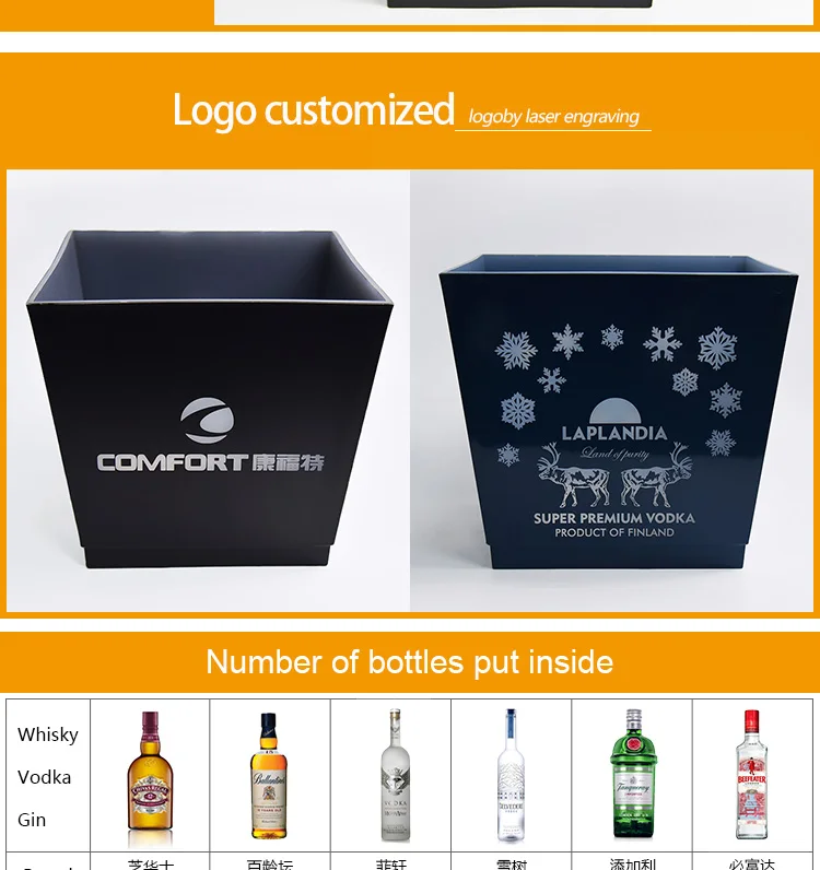 Custom Large 10l Plastic Acrylic Rechargeable Rgb Led Light Ice Bucket Forvodka Buy 